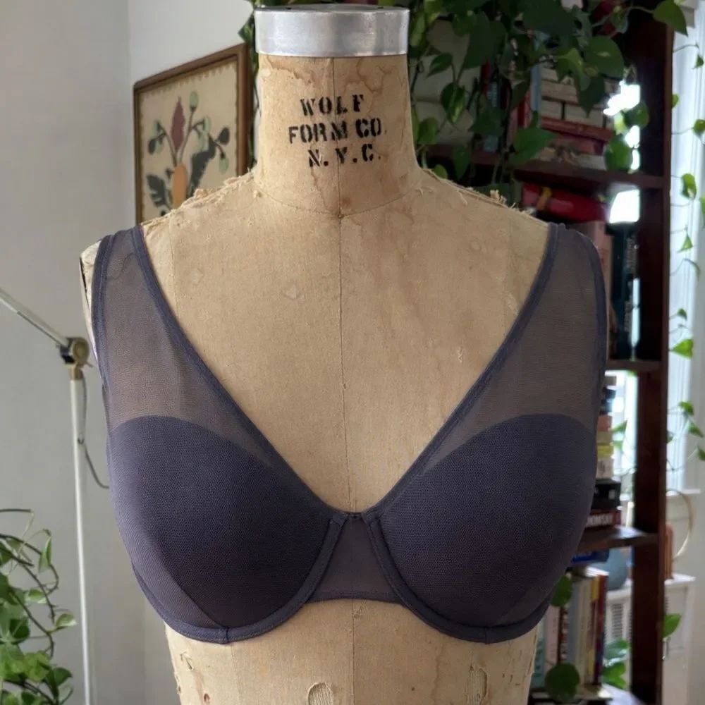 Lively Sheer Overlay Light Blue Lilac Underwire Convertible Bra Size 36D